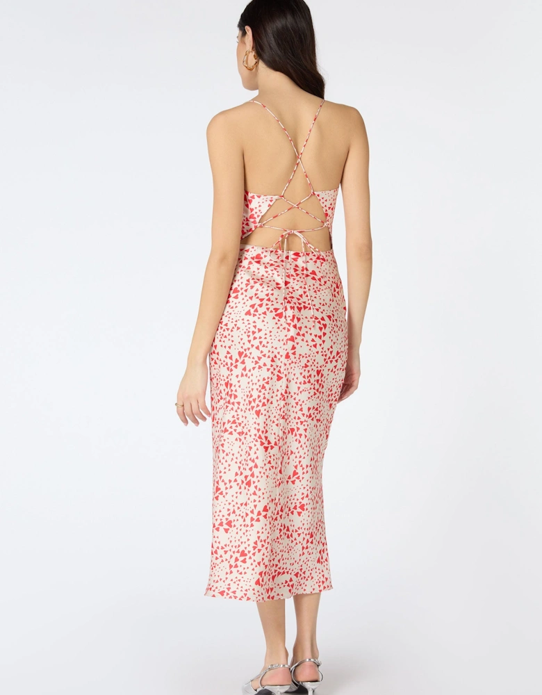 Riviera Midi Dress in Heart Print