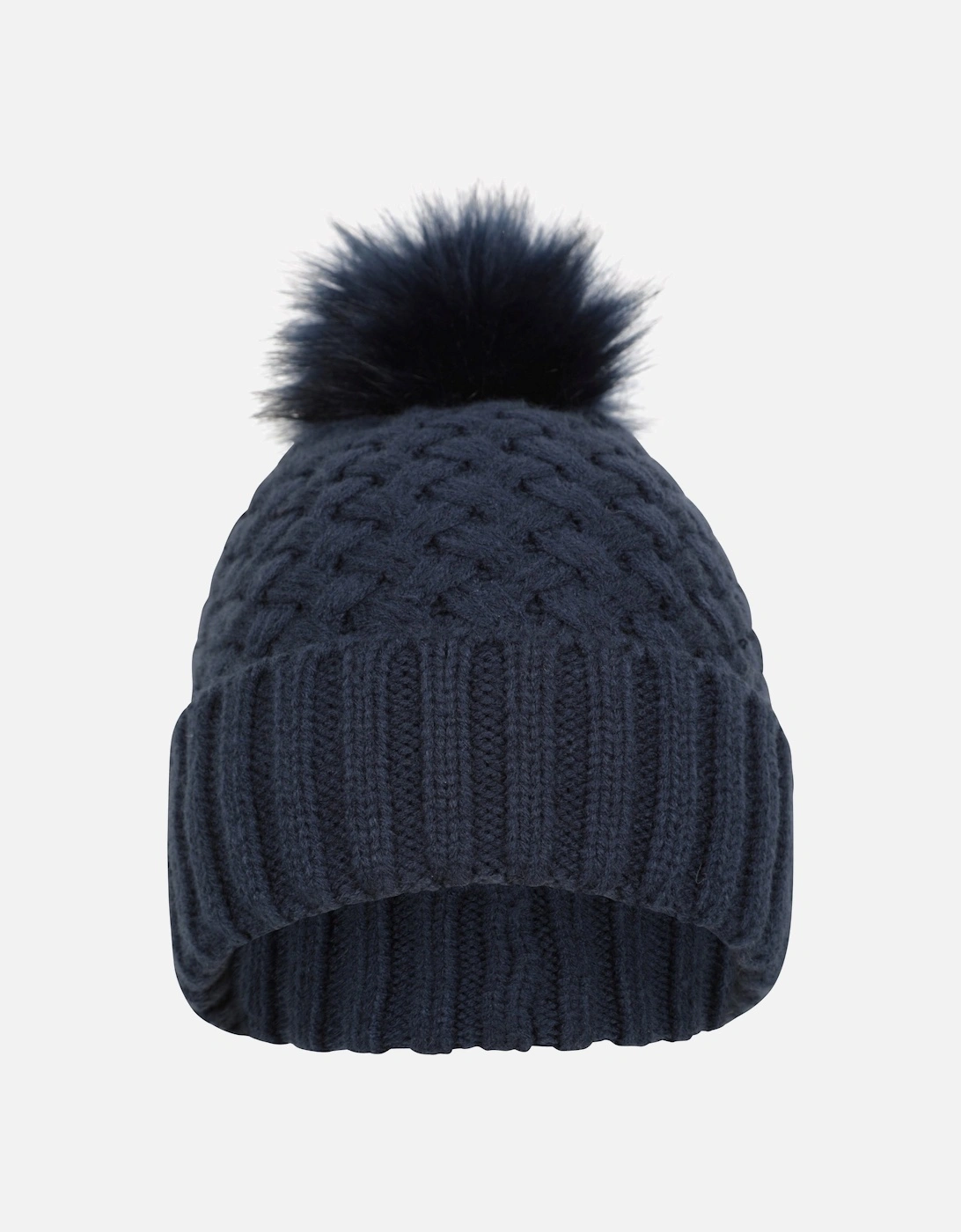 Women's Mountain Warehouse Womens/Ladies Lisbon Pom Pom Borg Lined Beanie - Navy - Size: ONE size