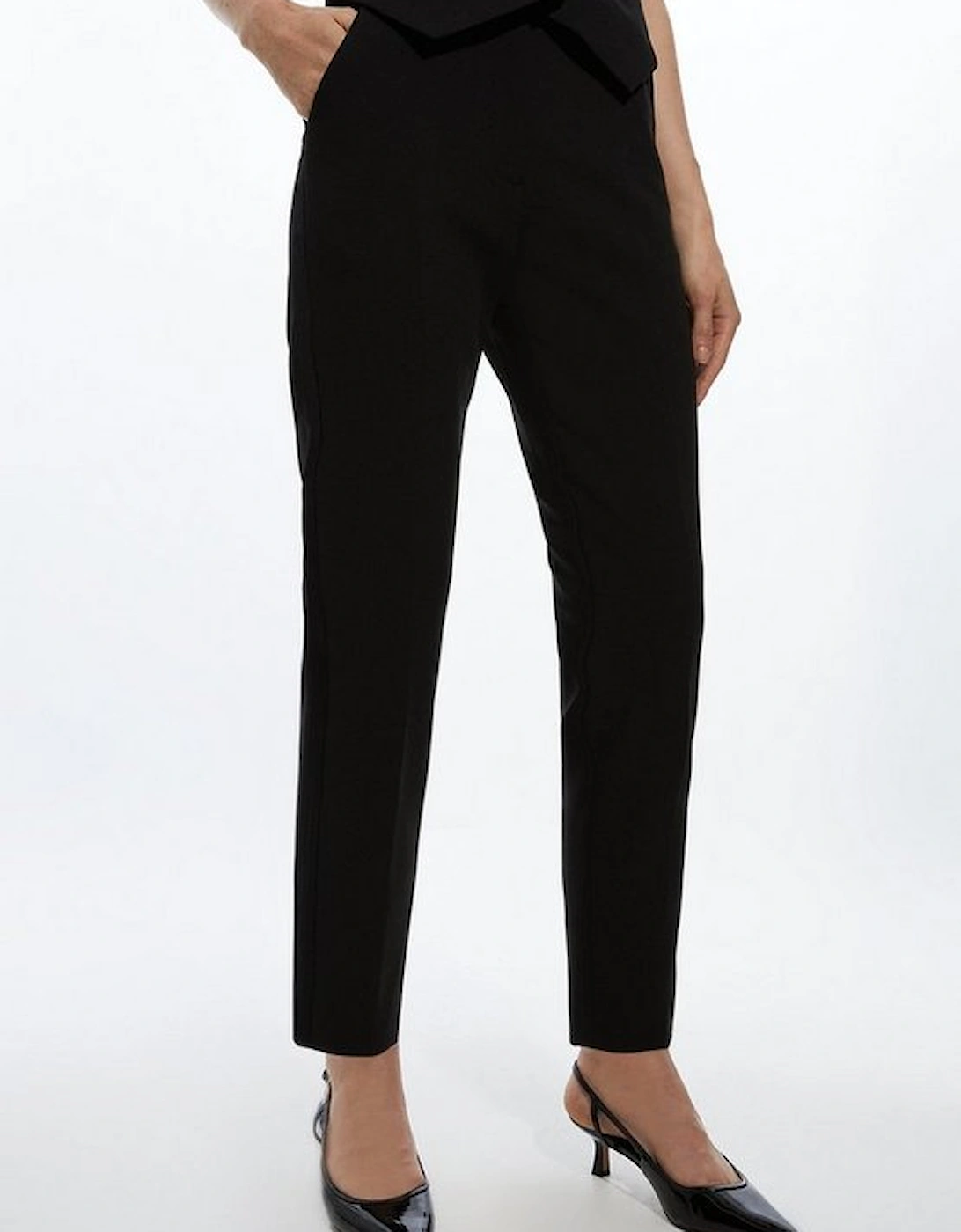 Clean Tailored Grosgrain Tipped Slim Leg Trousers