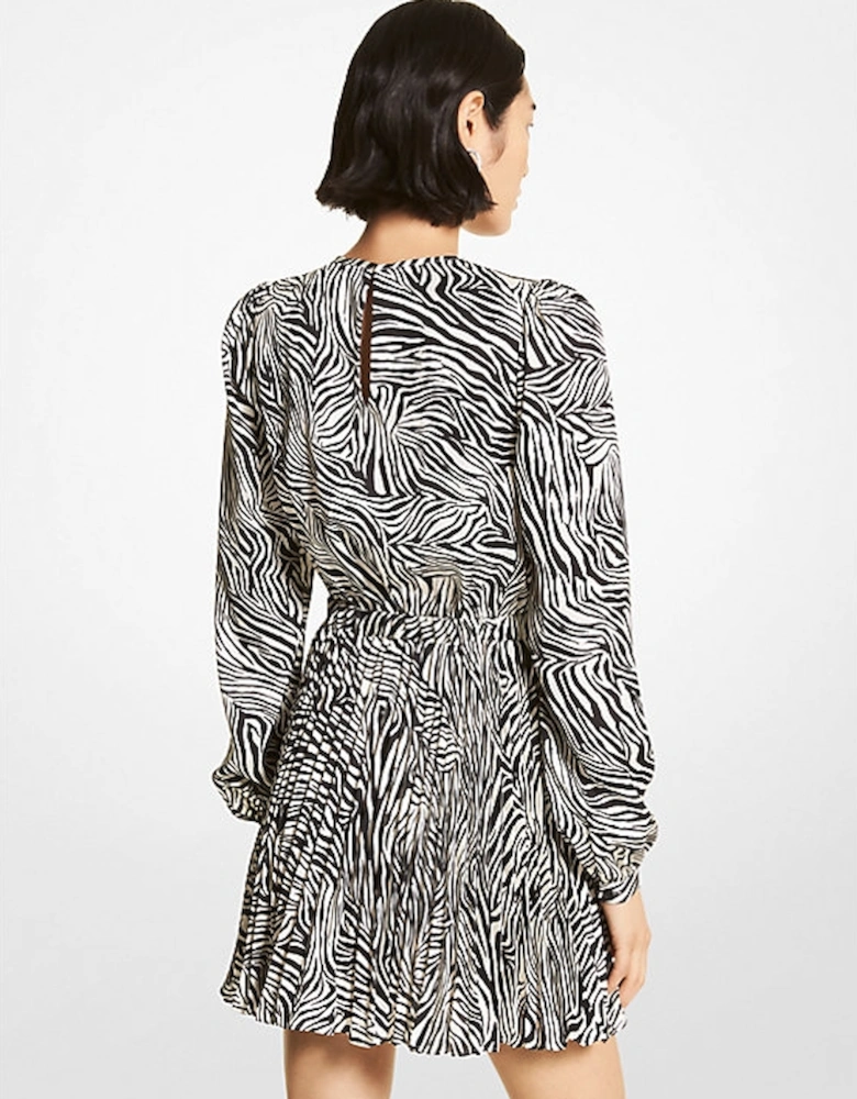 Zebra Print Satin Dress