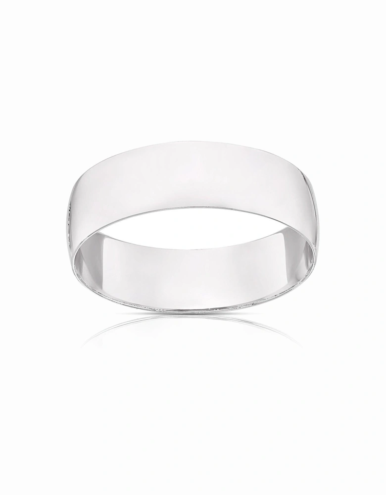 Platinum 6mm Heavy D Shape Wedding Ring