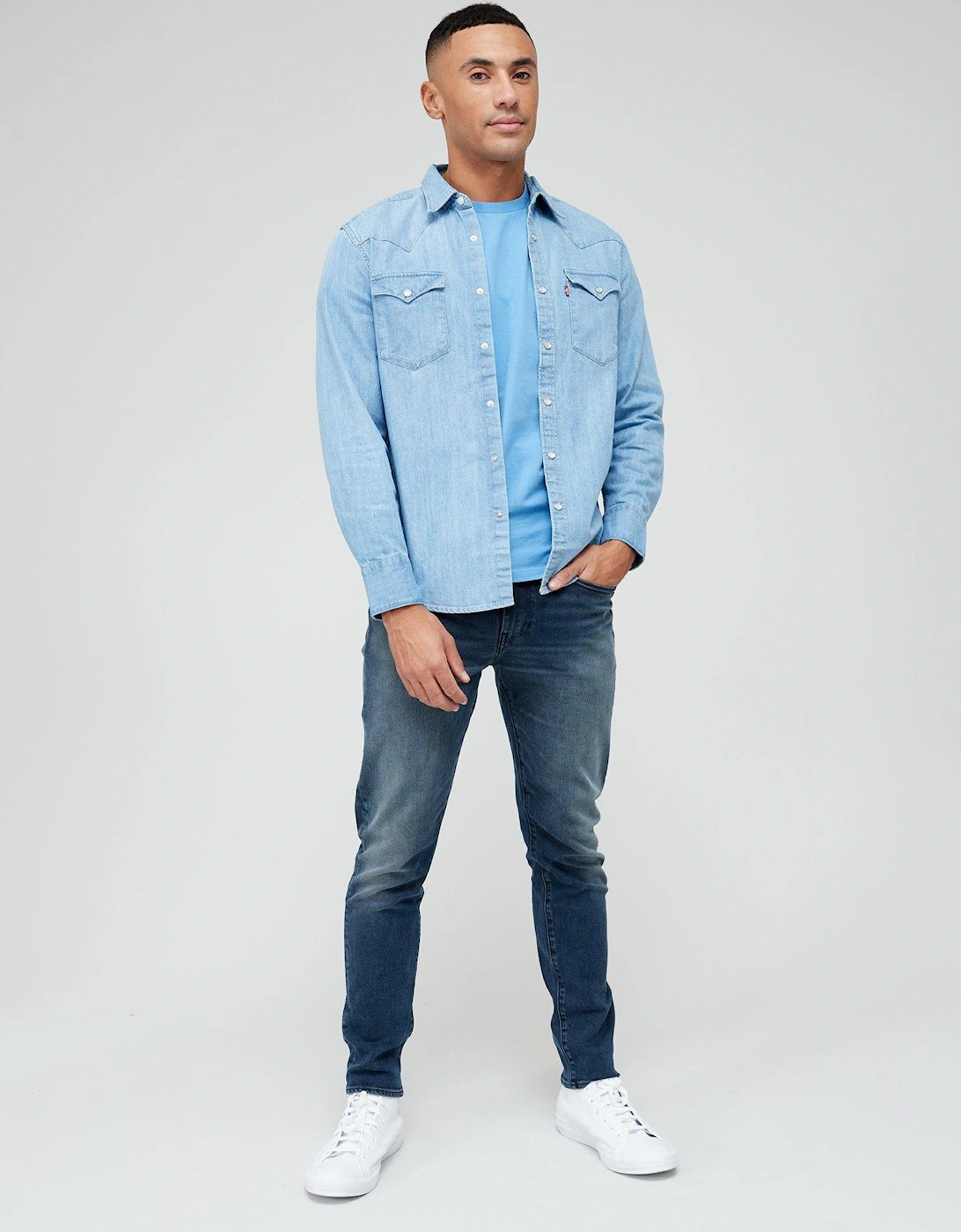 Levis Barstow Denim Western Shirt - Light Blue