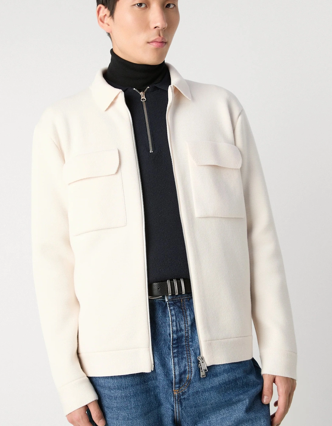 P Bellotto Zip Cardigan White