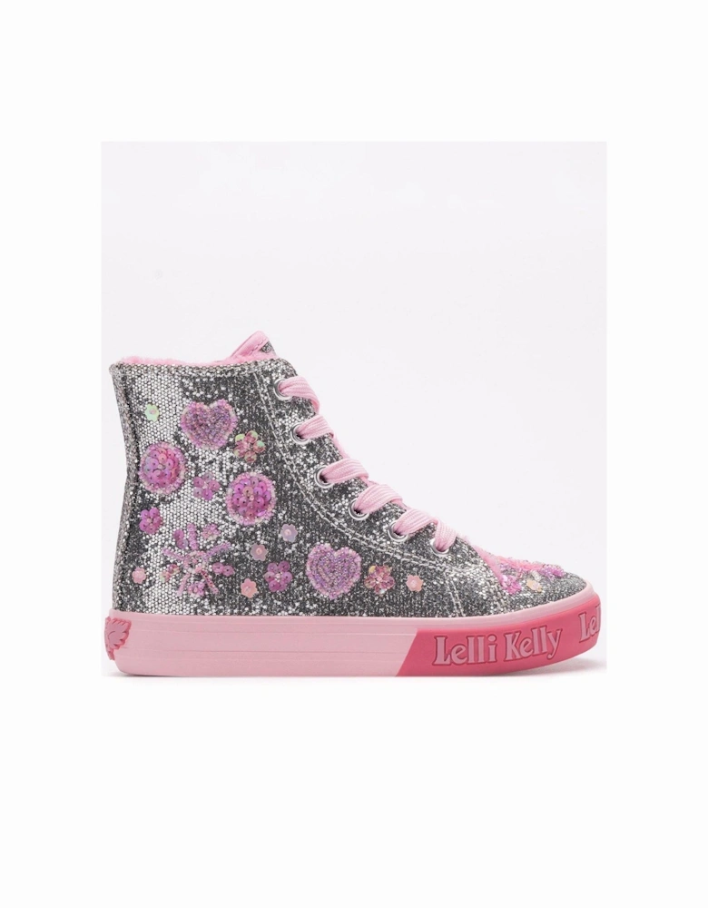 Dafne M. Embellished Faux Fur Lined High Top - Silver