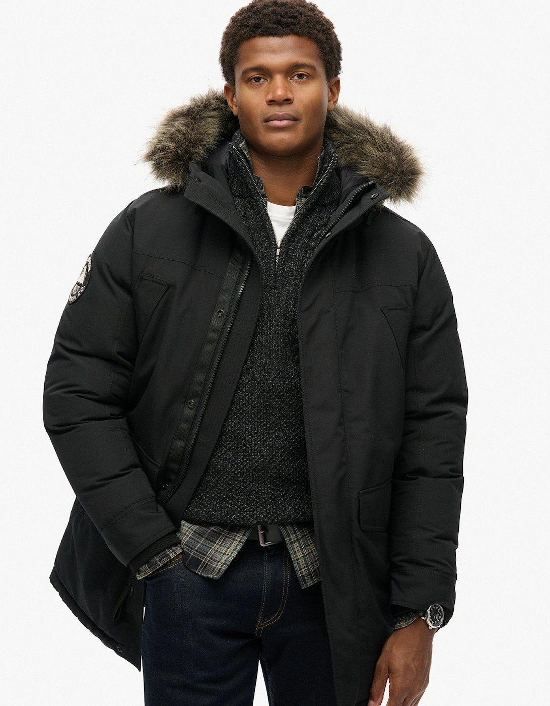 Everest Faux Fur Hooded Parka Coat - Black, 7 of 6