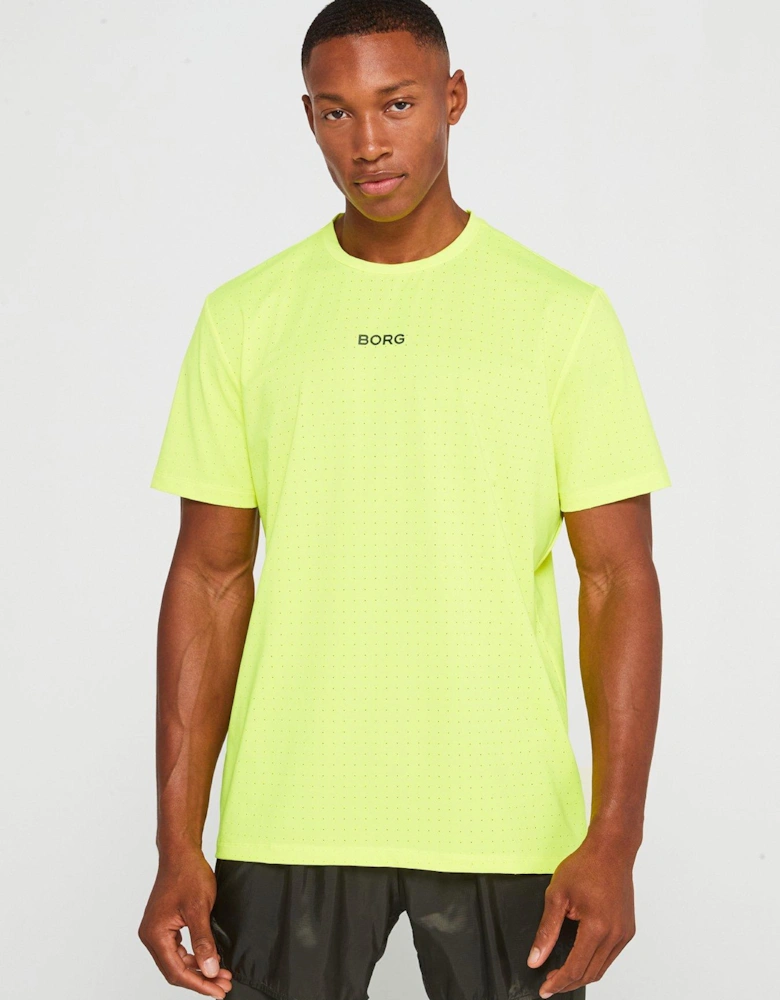 Mens Running Perforated Tee - Yellow