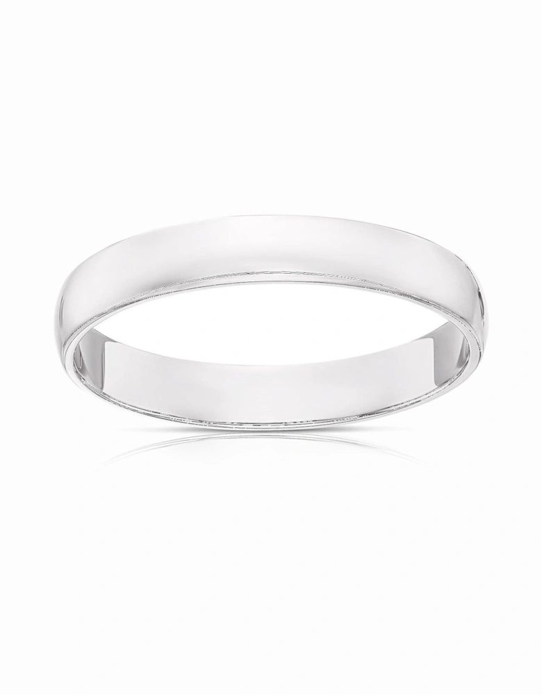 Platinum 3mm Heavy D Shape Wedding Ring