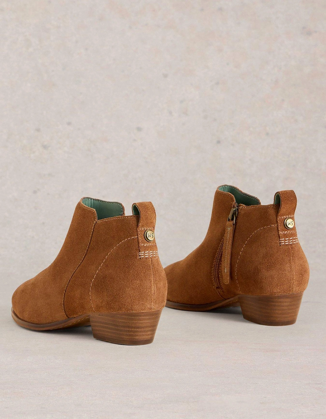 Wide Fit Suede Ankle Boot - Brown