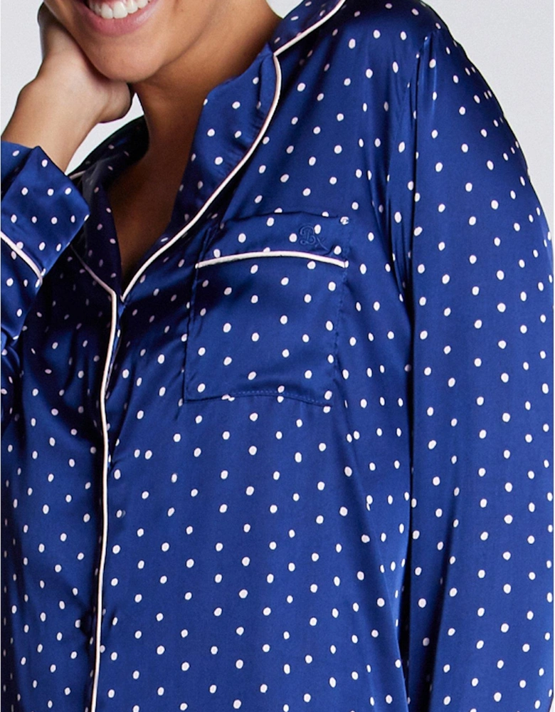 Luxe Spot Long Sleeve Revere Pj Set - Navy Mix