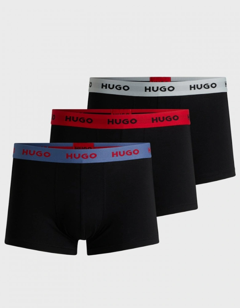 HUGO 3-Pack Mens Trunks with Coloured Waistbands