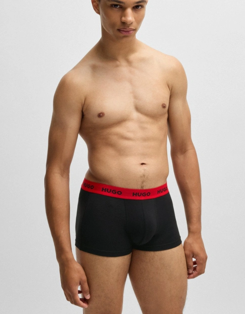 HUGO 3-Pack Mens Trunks with Coloured Waistbands