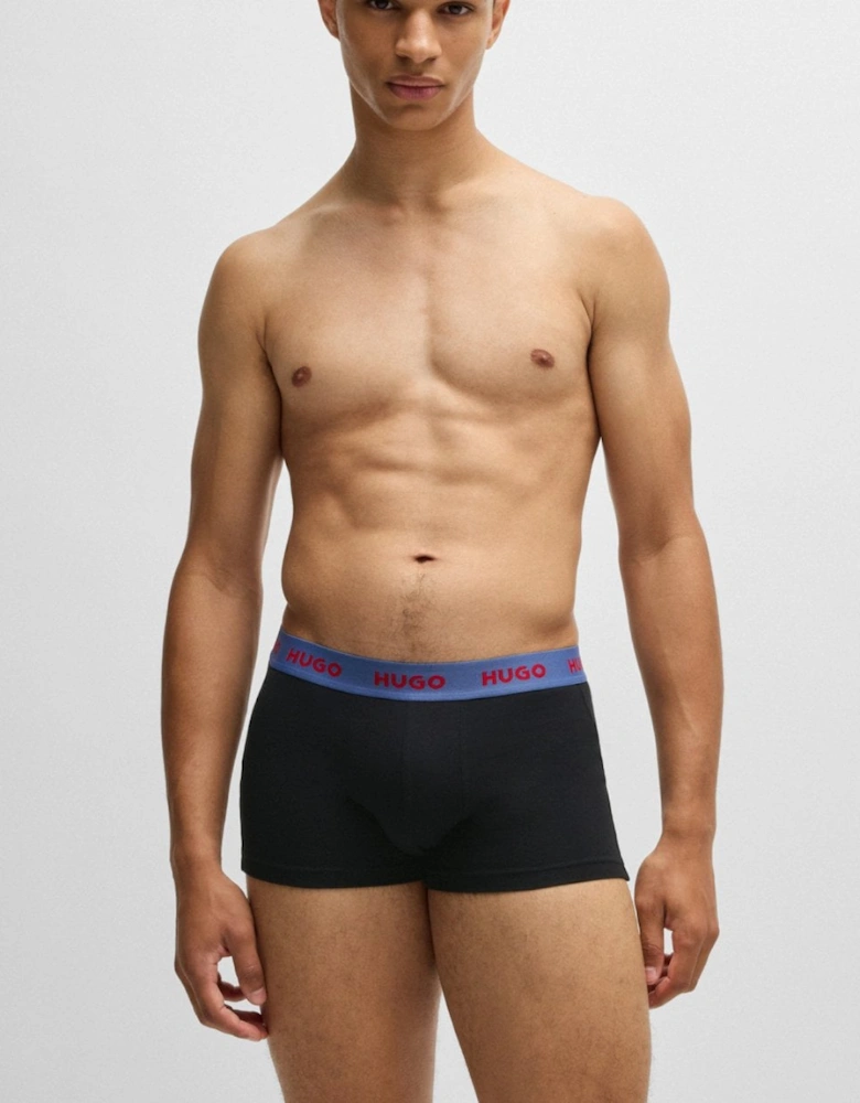 HUGO 3-Pack Mens Trunks with Coloured Waistbands