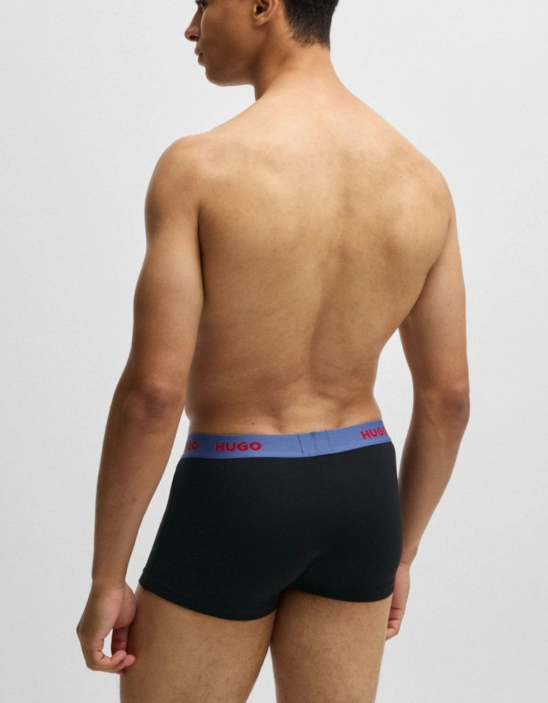 HUGO 3-Pack Mens Trunks with Coloured Waistbands