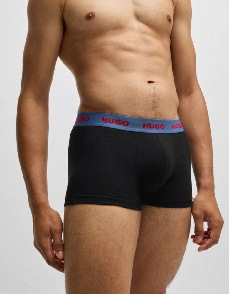 HUGO 3-Pack Mens Trunks with Coloured Waistbands