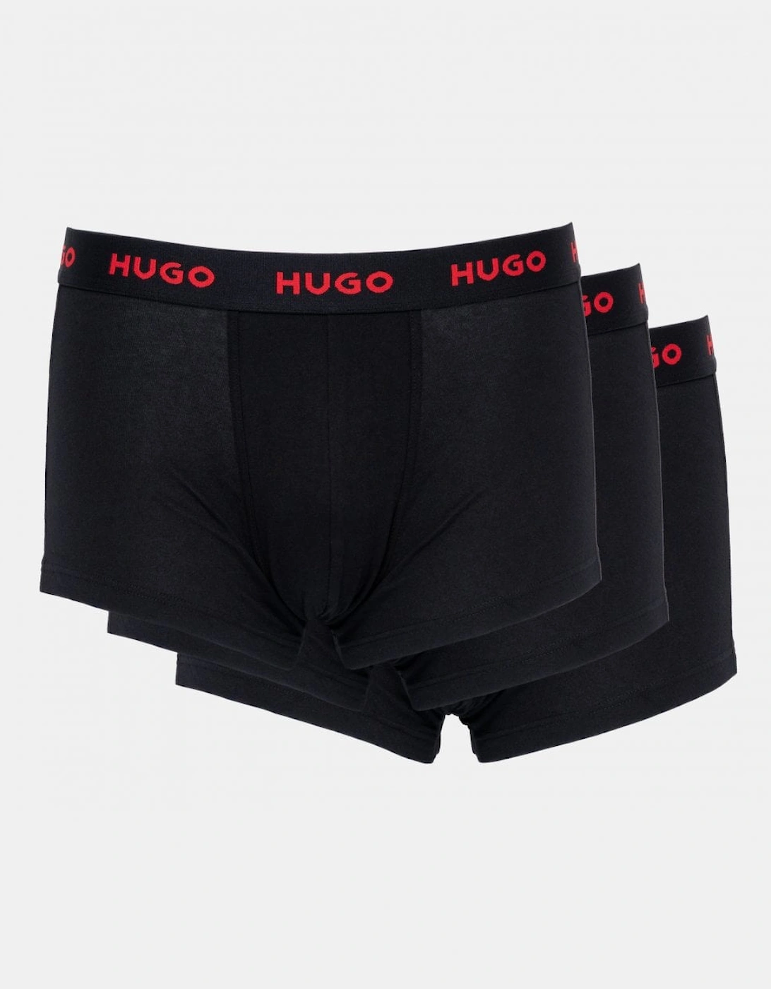 HUGO 3-Pack Mens Trunks with Coloured Waistbands, 3 of 2