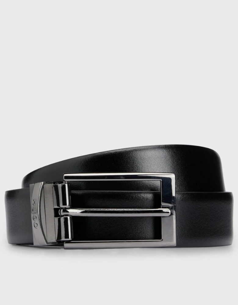 HUGO Elvio Mens Reversible Leather Belt with Branded Keeper NOS