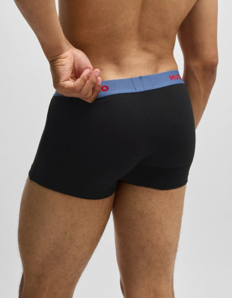 HUGO 3-Pack Mens Trunks with Coloured Waistbands