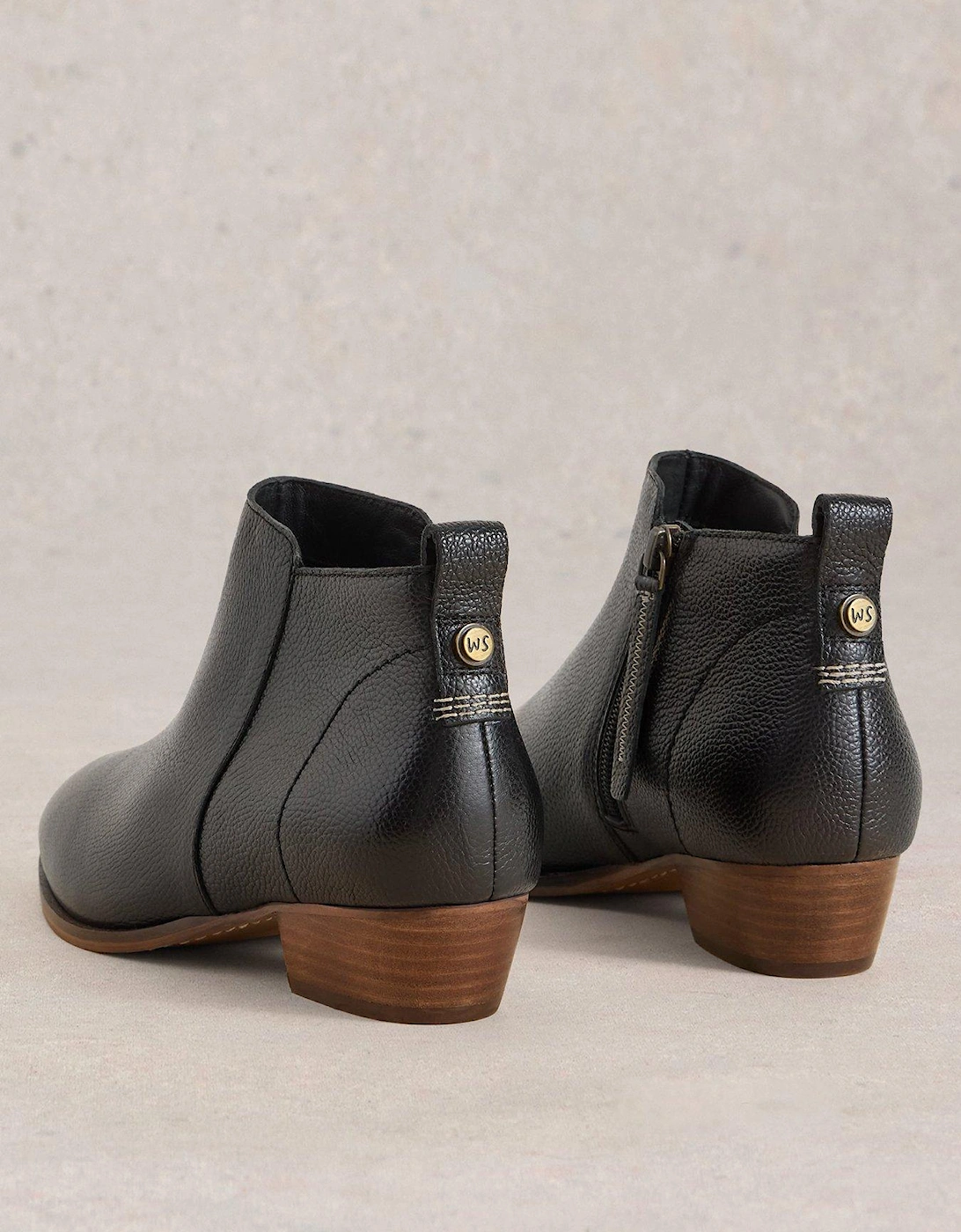 Wide Fit Leather Ankle Boot - Black