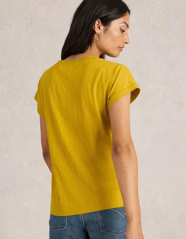 Nelly Notch Neck T-Shirt - Yellow