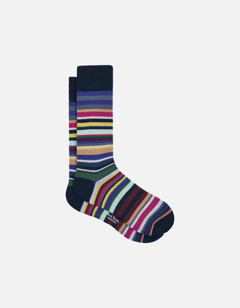 Curtis Stripe Socks  47 Navy