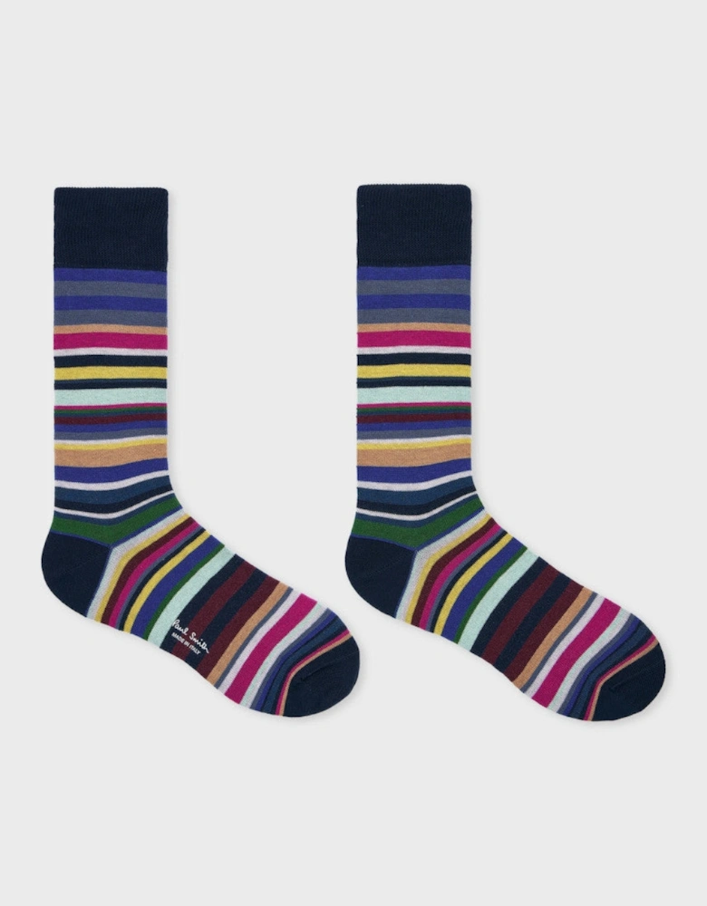 Curtis Stripe Socks  47 Navy