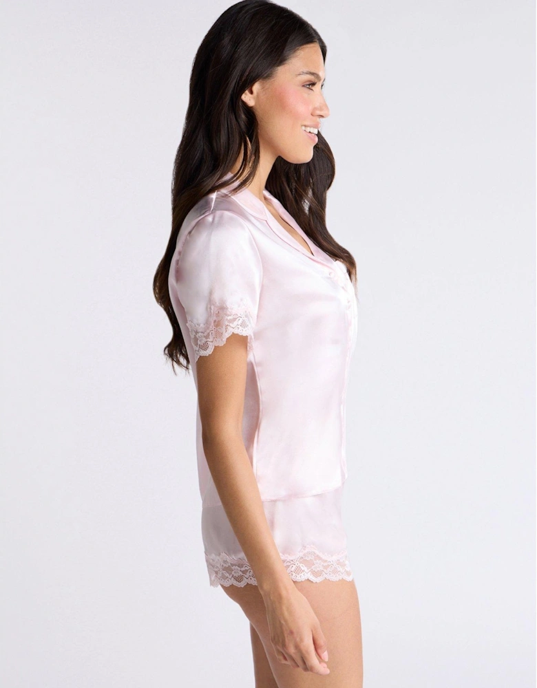 Amelia Short Sleeve Revere & Short Set - Pink