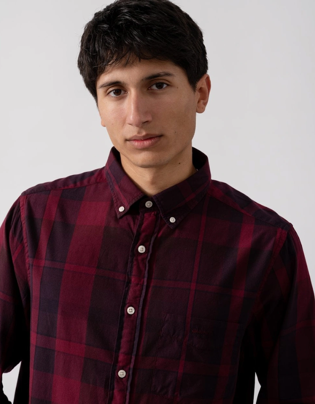 Mens Regular Fit Garment Dyed Check Shirt