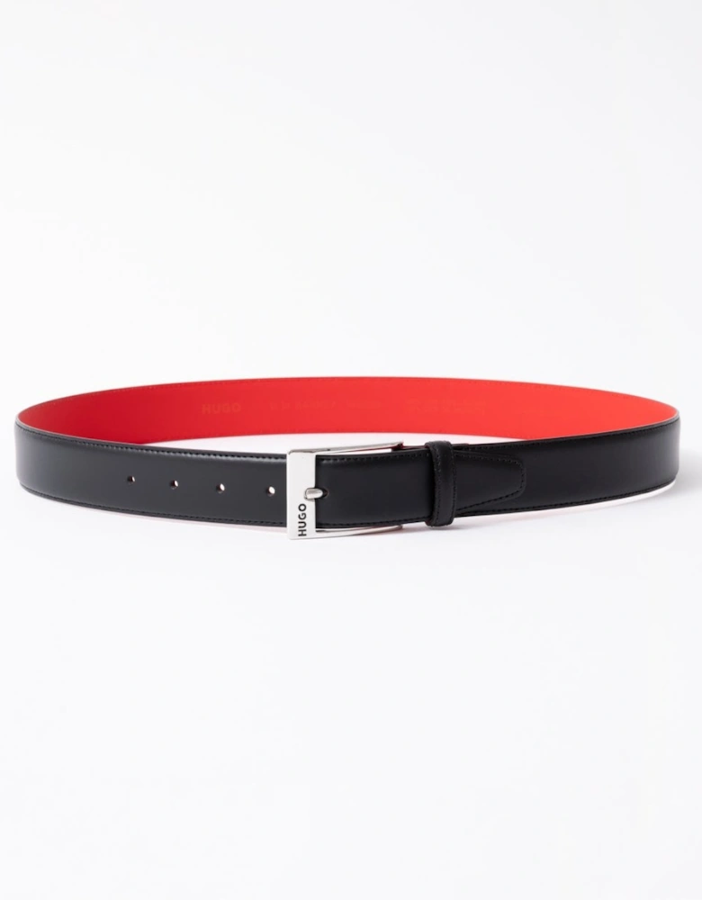 HUGO Barney Mens Italian-Made Belt in Smooth Leather with Logo Buckle