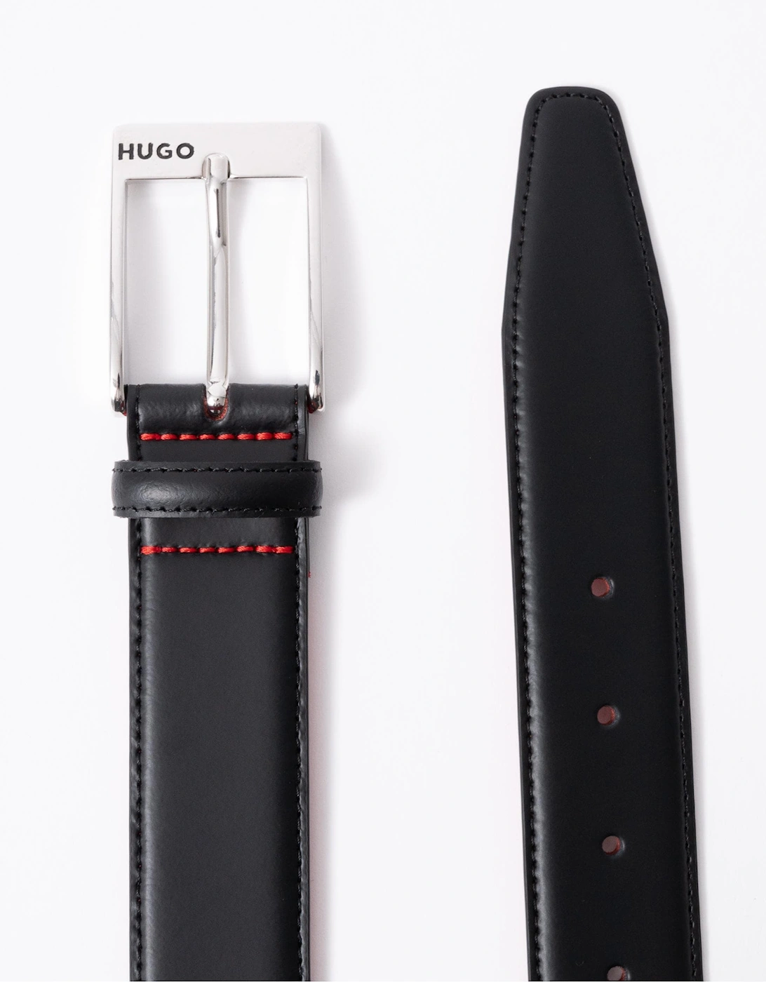 HUGO Barney Mens Italian-Made Belt in Smooth Leather with Logo Buckle