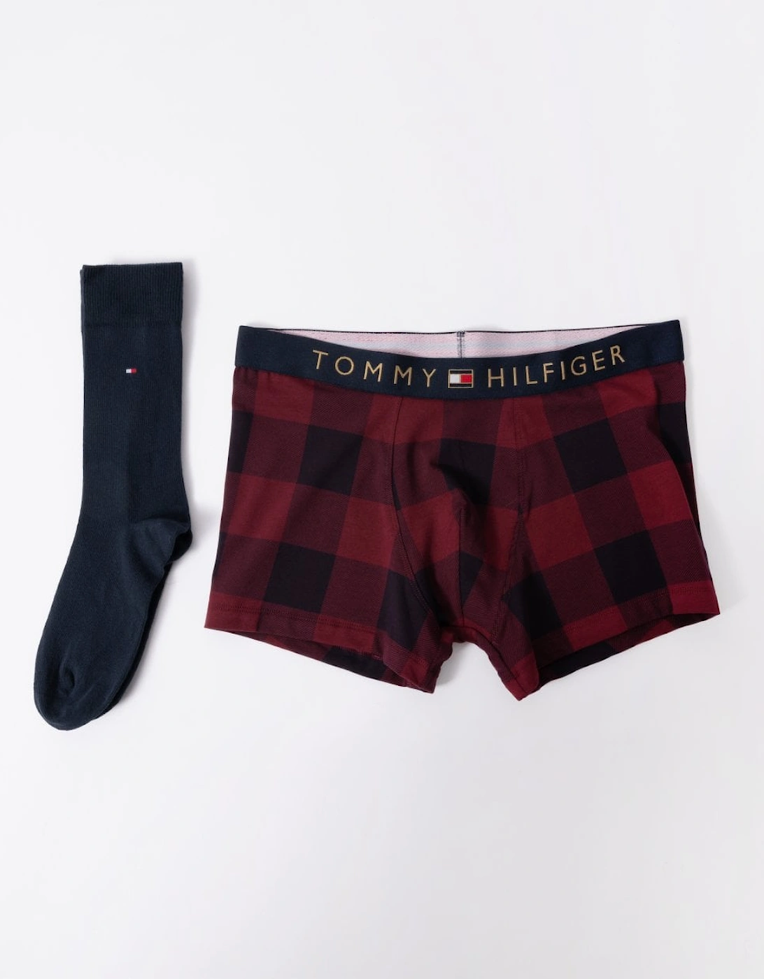 Mens Check Print Trunks & Socks Set