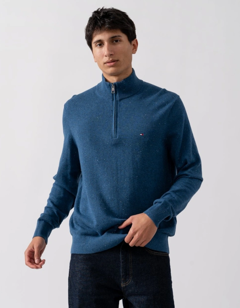 Organic Cotton Cashmere Mens Zip-Mock Sweater