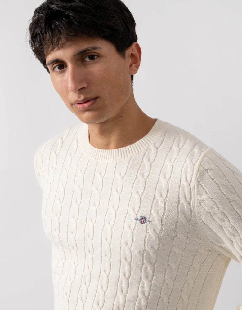 Mens Cotton Cable Knit Crew Neck Jumper