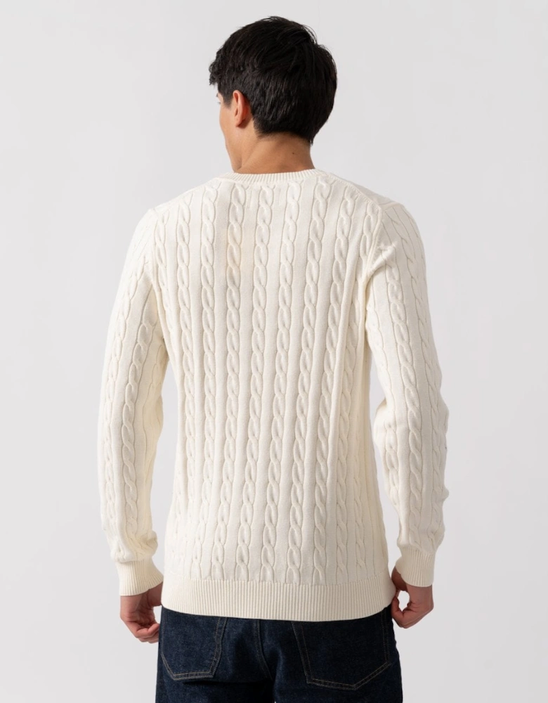 Mens Cotton Cable Knit Crew Neck Jumper