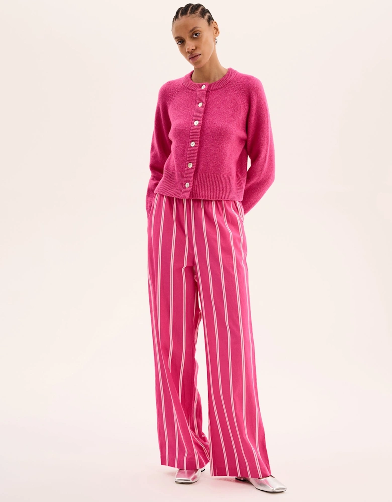 Ramela Elasticated Waist Trouser in Magenta Stripe