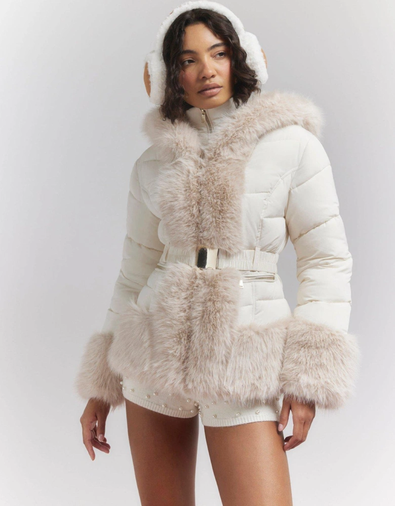 Faux Fur Ski Bunny Jacket - Cream