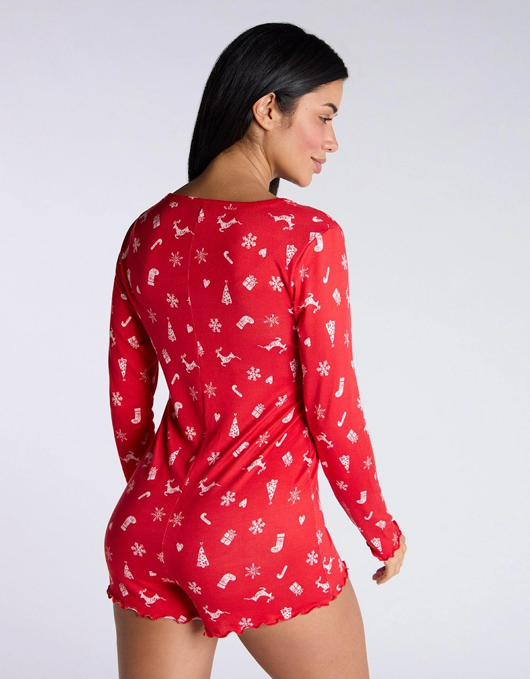 Soft Touch Xmas Pj Playsuit - Red