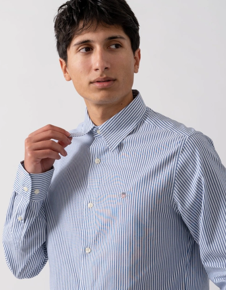 Mens Slim Stretch Poplin Striped Shirt