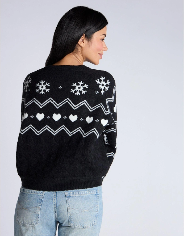 Fairisle Knit Lounge Christmas Jumper - Mix - Black