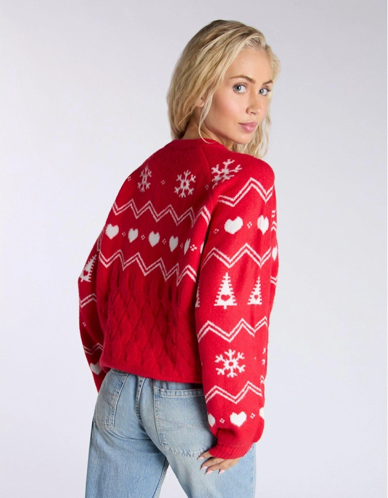 Fairisle Knit Lounge Christmas Jumper - Red