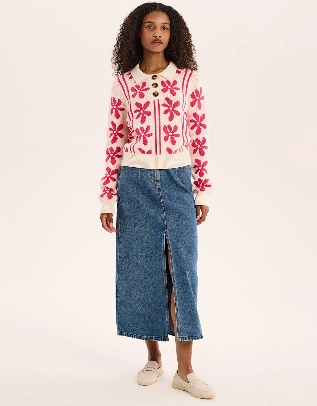 Omnes Women's Cream Loren Floral Cotton Jumper In - : M