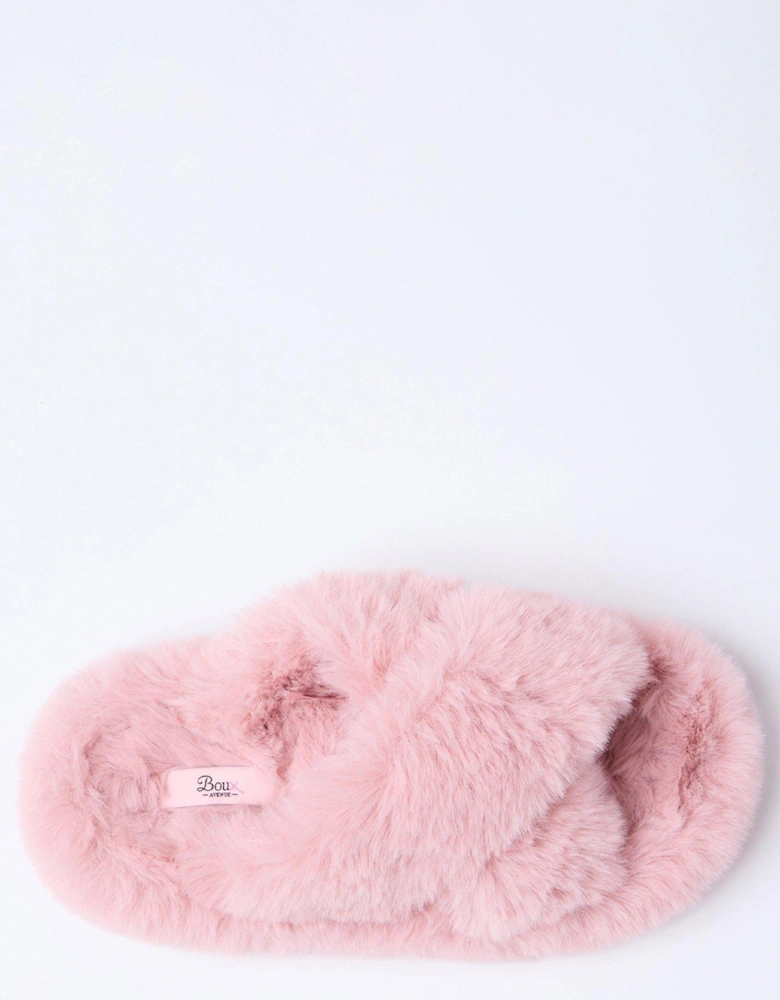 Ridge Sole Cross Band Slippers - Dusky Pink