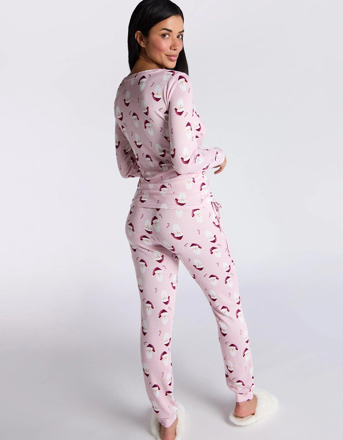 Soft Touch Santa Top & Leggings Pj Set - Dusky Pink
