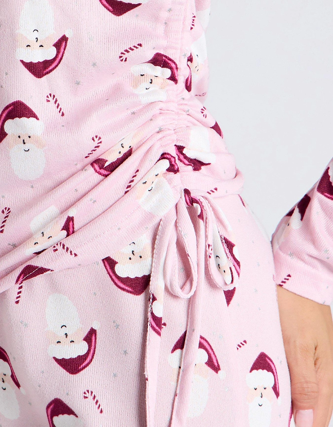 Soft Touch Santa Top & Leggings Pj Set - Dusky Pink