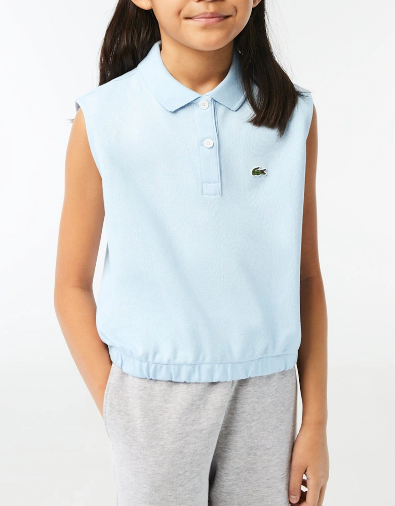 Juniors Sleeveless Stretch Mini Piqué Polo Shirt