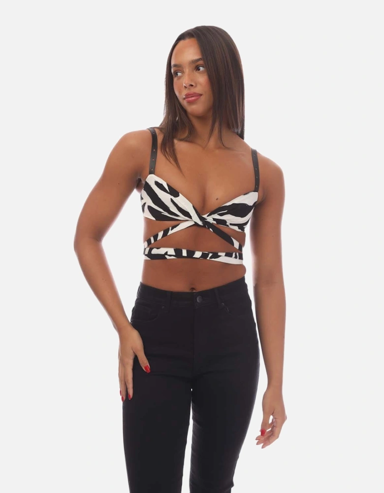 Zebra VI Twisted Lace Up Top