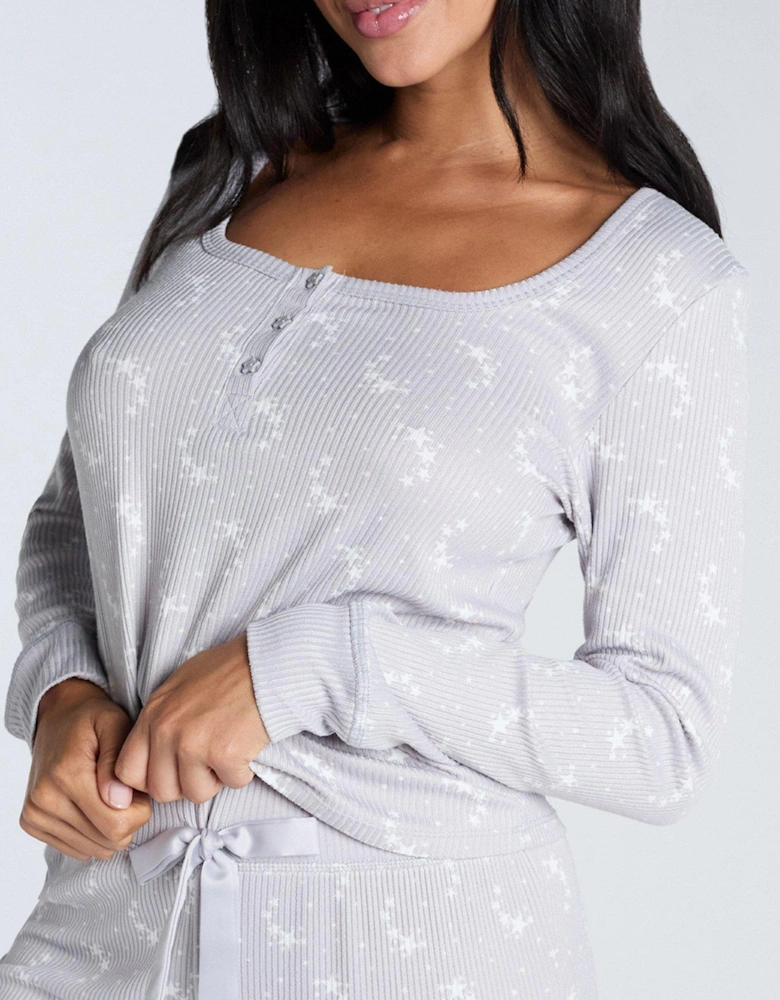 Rib Star Henley & Leggings Pj Set - Grey Mix