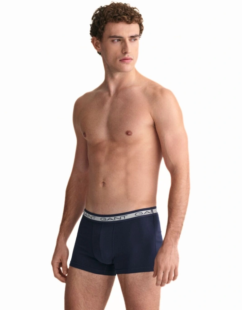 3-Pack Striped Waistband Boxer Trunks, Navy