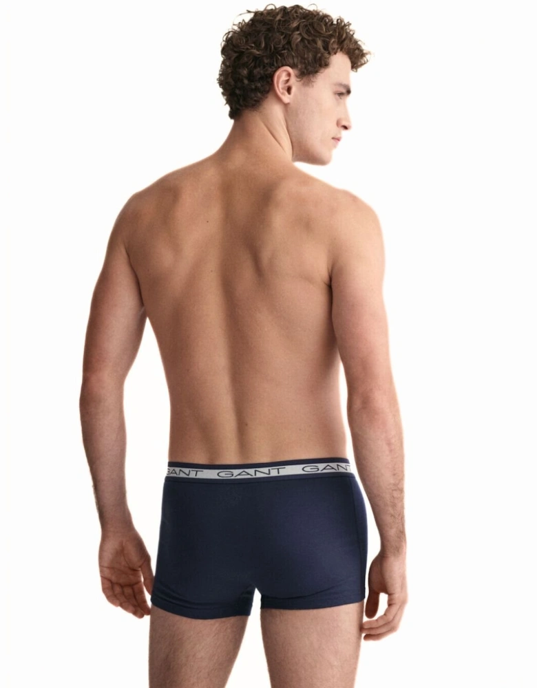 3-Pack Striped Waistband Boxer Trunks, Navy