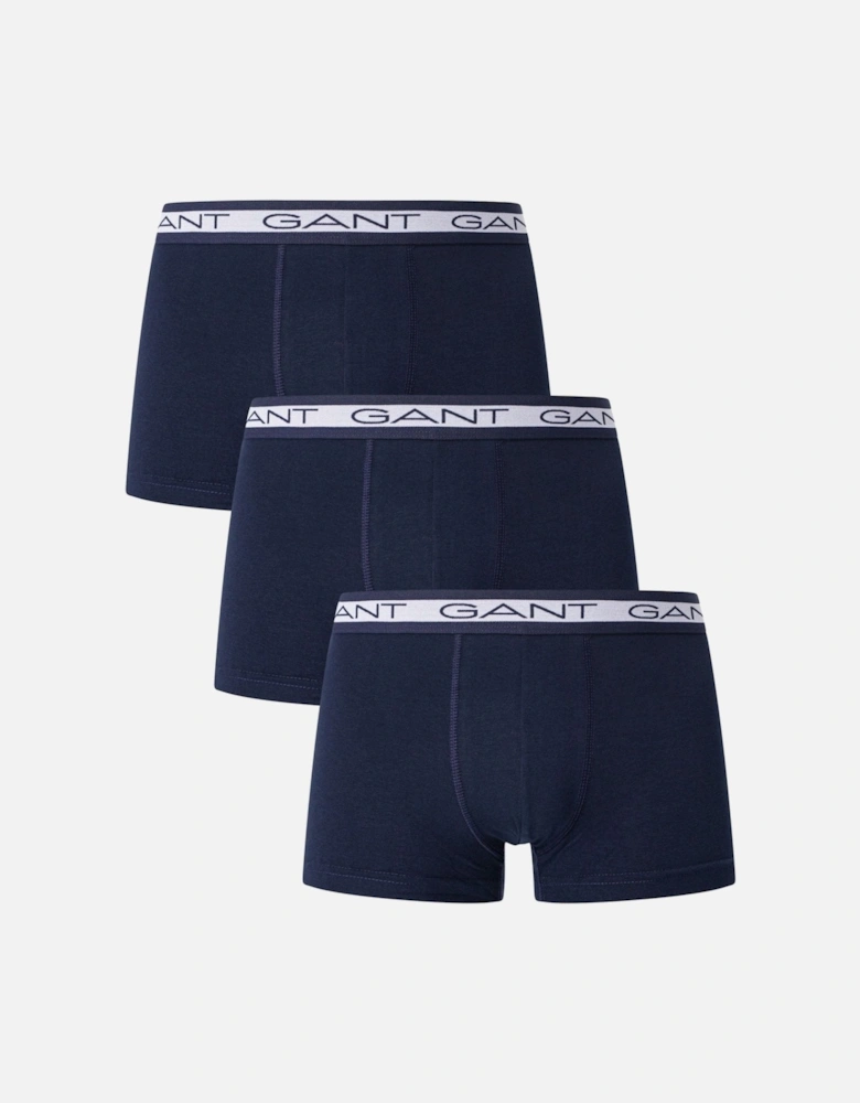 3-Pack Striped Waistband Boxer Trunks, Navy