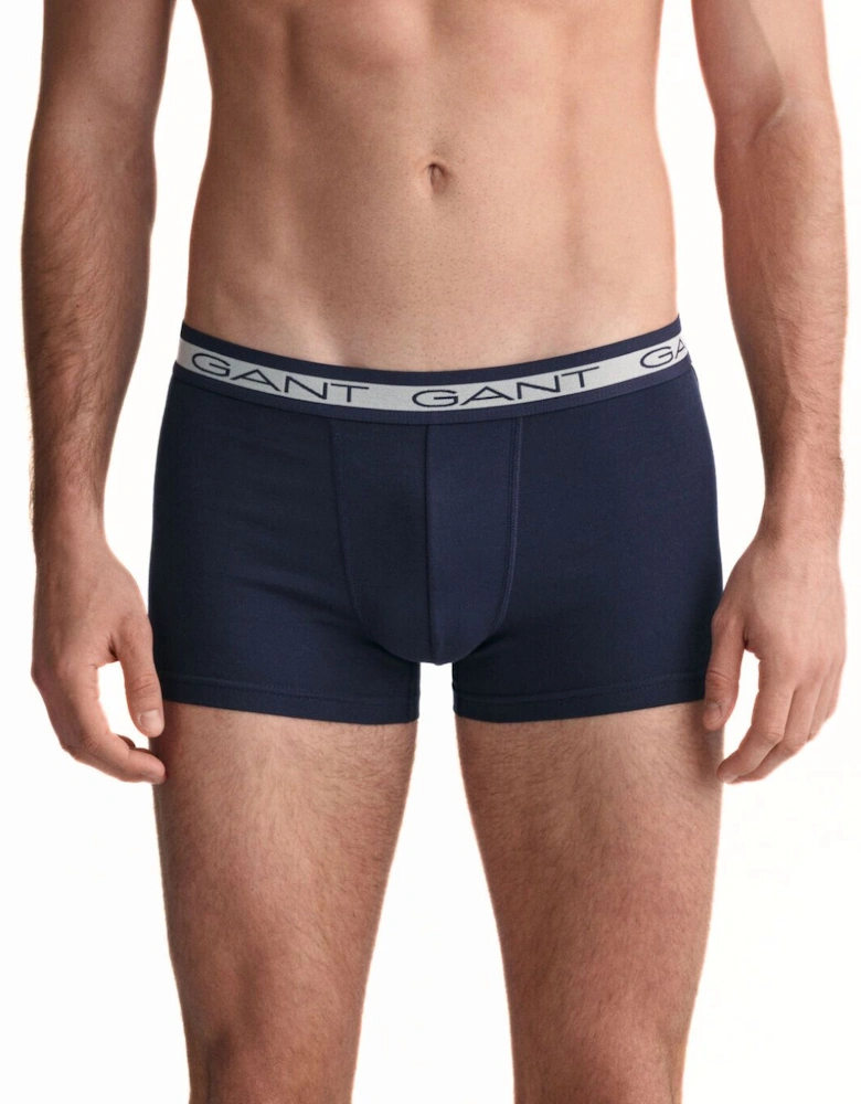 3-Pack Striped Waistband Boxer Trunks, Navy